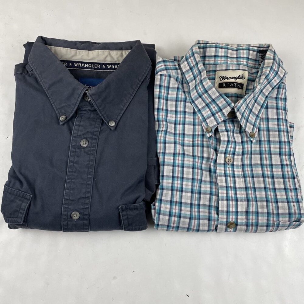Wrangler Button Up Shirt Men’s XLT Short/Long Sleeve Med/Light Weight Lot Of 2